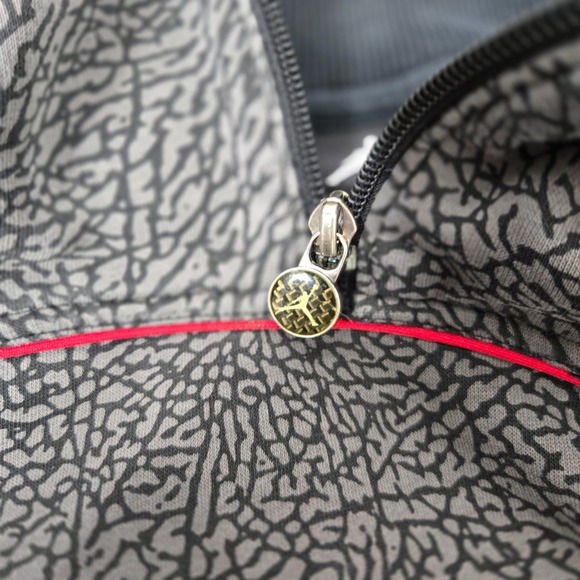 Nike Jordan Pullover Sweatshirt Quarter Zip Gray Elephant‎ Print XXL Street Ball - Picture 9 of 9